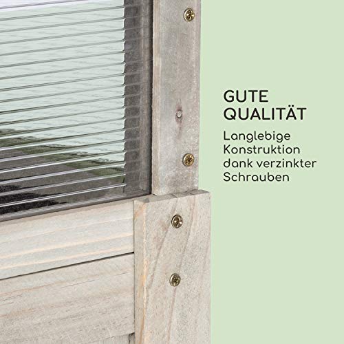 blumfeldt Altiplano Terrado Hochbeet – 120 x 121 x 54 cm (BxHxT), Gewächshaus mit Polycarbonat-Scheiben, solides Kiefern-Holz, große Anbaufläche, Holz - 7
